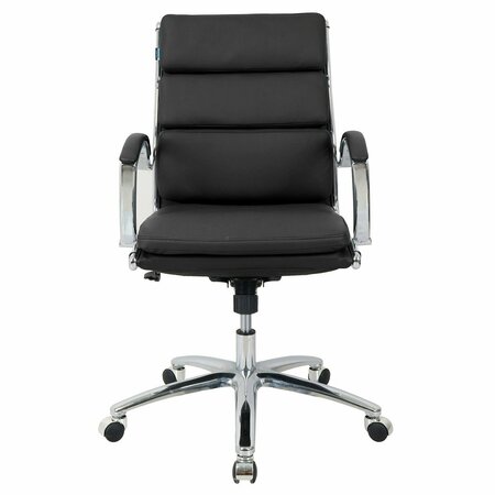 INTERION BY GLOBAL INDUSTRIAL Interion Antimicrobial Bonded Leather Modern Ribbed Executive Chair, Black 695640BK-AM
